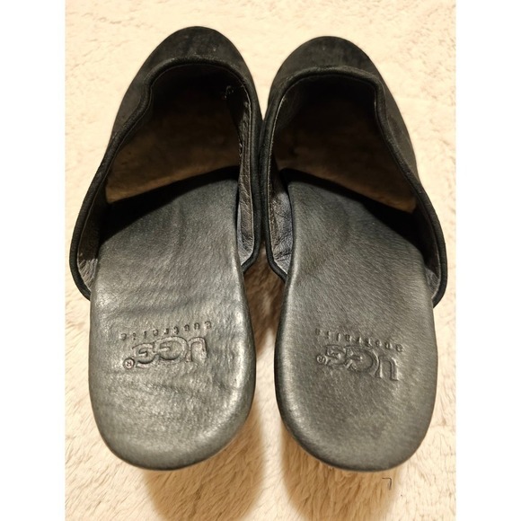 UGG black Suede Sz.9. UK7.5. ER.40. Mules. Wooden Heals. Slipon. Comfy. Leather - Picture 11 of 14